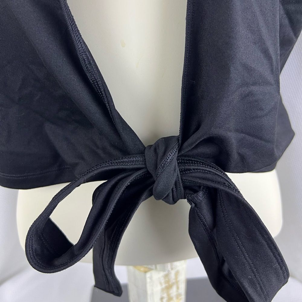 Victoria’s Secret Pink Ultimate Fitted Open Tie Waist Yoga Crop Top Black Medium - Picture 10 of 12